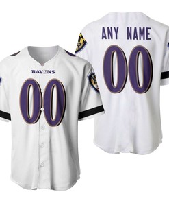 Baltimore Ravens Nfl American Team White 100th Season 3d Designed Allover Custom Gift For Baltimore Fans Baseball Jersey - Robokeg