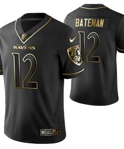 Baltimore Ravens Rashod Bateman 12 2021 Nfl Golden Brandedition Black Jersey Gift For Ravens Fans - Robokeg