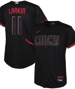 Barry Larkin 11 Cincinnati Reds Youth 2023 City Connect Jersey - Black - Robokeg