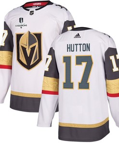 Ben Hutton 17 Vegas Golden Knights Stanley Cup 2023 Champions Patch Away Breakaway Men Jersey - White - Robokeg