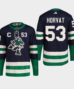 Bo Horvat 53 Reverse Retro 2.0 2022 Vancouver Canucks Navy Jersey Primegreen - Robokeg