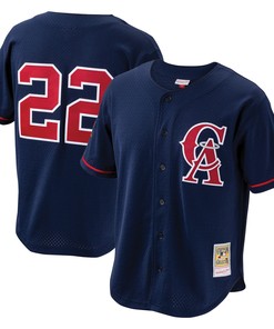 Bo Jackson California Angels Mitchell & Ness Cooperstown Collection Mesh Batting Practice Button-up Jersey - Navy Mlb - Robokeg