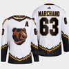 Boston Bruins 2022 Reverse Retro 2.0 Brad Marchand 63 White Primegreen Jersey Men's - Robokeg