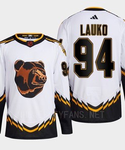 Boston Bruins 2022 Reverse Retro 2.0 Jakub Lauko 94 White Primegreen Jersey Men's - Robokeg