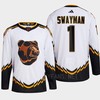 Boston Bruins 2022 Reverse Retro 2.0 Jeremy Swayman 1 White Primegreen Jersey Men's - Robokeg