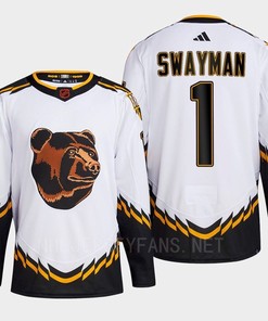 Boston Bruins 2022 Reverse Retro 2.0 Jeremy Swayman 1 White Primegreen Jersey Men's - Robokeg