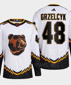 Boston Bruins 2022 Reverse Retro 2.0 Matt Grzelcyk 48 White Primegreen Jersey Men's - Robokeg