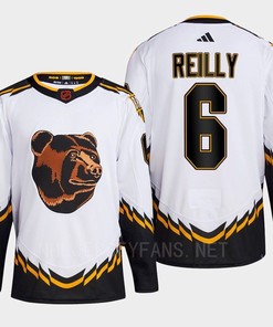 Boston Bruins 2022 Reverse Retro 2.0 Mike Reilly 6 White Primegreen Jersey Men's - Robokeg