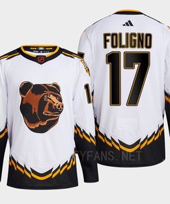 Boston Bruins 2022 Reverse Retro 2.0 Nick Foligno 17 White Primegreen Jersey Men's - Robokeg