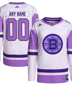 Boston Bruins Adidas Hockey Fights Cancer Primegreen Authentic Custom Jersey - White/purple Custom Jerseys Nhl - Robokeg