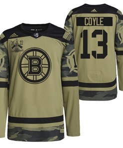 Boston Bruins Charlie Coyle 2022 Military Appreciation Night Camo 13 Jersey Primegreen Jersey - Robokeg