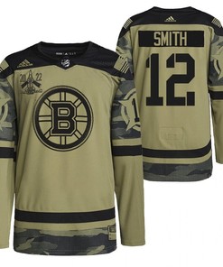 Boston Bruins Craig Smith 2022 Military Appreciation Night Camo 12 Jersey Primegreen Jersey - Robokeg