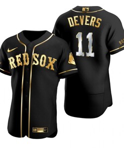Boston Red Sox #11 Rafael Devers Mlb Golden Brandedition Black Jersey Gift For Red Sox Fans - Robokeg