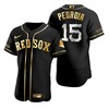 Boston Red Sox #15 Dustin Pedroia Mlb Golden Brandedition Black Jersey Gift For Red Sox Fans - Robokeg