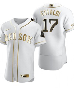 Boston Red Sox #17 Nathan Eovaldi Mlb Golden Brandedition White Jersey Gift For Red Sox Fans - Robokeg
