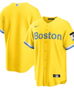 Boston Red Sox 2021 City Connect Replica Jersey - Gold/light Blue Mlb - Robokeg