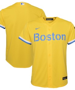 Boston Red Sox 2021 City Connect Replica Team Jersey - Gold/light Blue Mlb - Robokeg