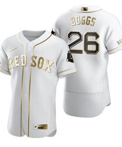 Boston Red Sox #26 Wade Boggs Mlb Golden Brandedition White Jersey Gift For Red Sox Fans - Robokeg