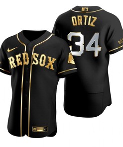 Boston Red Sox #34 David Ortiz Mlb Golden Brandedition Black Jersey Gift For Red Sox Fans - Robokeg