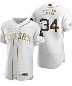 Boston Red Sox #34 David Ortiz Mlb Golden Brandedition White Jersey Gift For Red Sox Fans - Robokeg