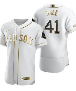 Boston Red Sox #41 Chris Sale Mlb Golden Brandedition White Jersey Gift For Red Sox Fans - Robokeg