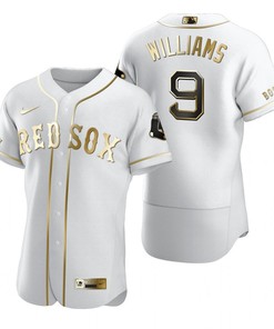 Boston Red Sox #9 Ted Williams Mlb Golden Brandedition White Jersey Gift For Red Sox Fans - Robokeg