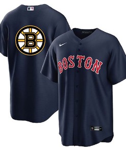Boston Red Sox Bruins Navy Cool Base Stitched Baseball Jersey - Robokeg