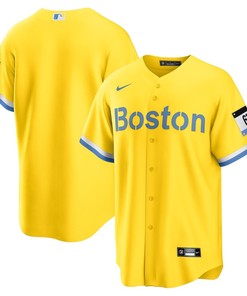Boston Red Sox City Connect Men Jersey - Gold/Light Blue - Robokeg