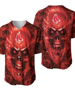 Boston Red Sox Mlb Fan Skull Baseball Jersey - Robokeg