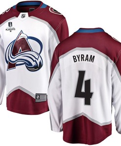 Bowen Byram 4 Colorado Avalanche Stanley Cup 2023 Playoffs Patch Away Breakaway Men Jersey - White - Robokeg