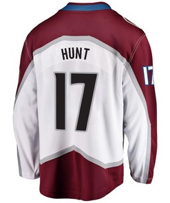 Brad Hunt 17 Colorado Avalanche Stanley Cup 2023 Playoffs Patch Away Breakaway Men Jersey - White - Robokeg