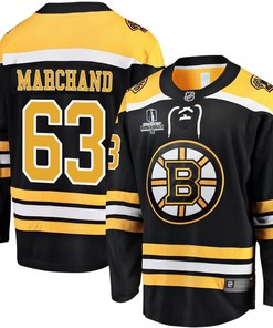 Brad Marchand 63 Boston Bruins Stanley Cup 2023 Playoffs Patch Home Breakaway Men Jersey - Black - Robokeg