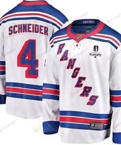 Braden Schneider 4 New York Rangers Stanley Cup 2023 Playoffs Patch Away Breakaway Men Jersey - White - Robokeg