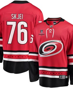Brady Skjei 76 Carolina Hurricanes Stanley Cup 2023 Playoffs Patch Home Breakaway Men Jersey - Red - Robokeg