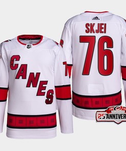 Brady Skjei 76 Carolina Hurricanes White Jersey 2022-23 Away 25th Anniversary - Robokeg