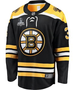 Brandon Carlo 3 Boston Bruins Stanley Cup 2023 Playoffs Patch Home Breakaway Men Jersey - Black - Robokeg