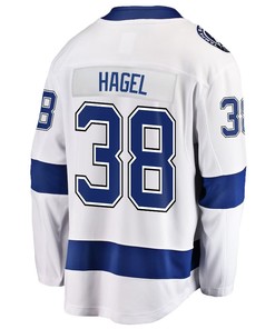 Brandon Hagel 38 Tampa Bay Lightning Stanley Cup 2023 Playoffs Patch Away Breakaway Men Jersey - White - Robokeg