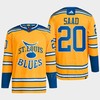 Brandon Saad 20 Reverse Retro 2.0 2022 St. Louis Blues Yellow Jersey Primegreen - Robokeg