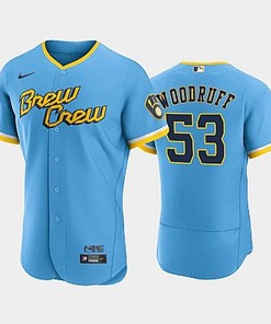 Brandon Woodruff 53 2022-23 City Connect Milwaukee Brewers Jersey - Powder Blue - Robokeg