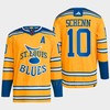 Brayden Schenn 10 Reverse Retro 2.0 2022 St. Louis Blues Yellow Jersey Primegreen - Robokeg
