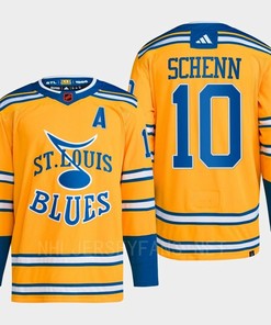 Brayden Schenn 10 Reverse Retro 2.0 2022 St. Louis Blues Yellow Jersey Primegreen - Robokeg