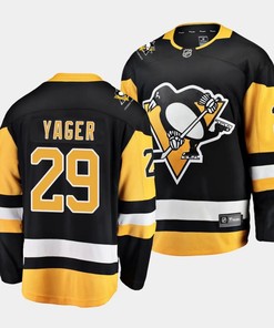 Brayden Yager #29 Pittsburgh Penguins 2023 NHL Draft Home Men Jersey - Black/Yellow - Robokeg