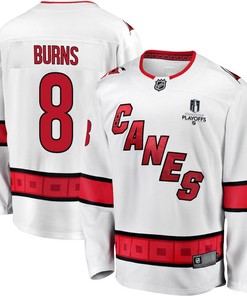 Brent Burns 8 Carolina Hurricanes Stanley Cup 2023 Playoffs Patch Away Breakaway Men Jersey - White - Robokeg