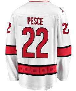 Brett Pesce 22 Carolina Hurricanes Stanley Cup 2023 Playoffs Patch Away Breakaway Men Jersey - White - Robokeg