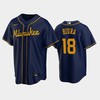 Brewers 18 Keston Hiura Alternate Navy Jersey - Robokeg