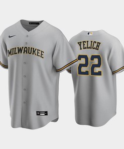 Brewers 22 Christian Yelich Road Gray Jersey - Robokeg