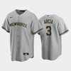 Brewers 3 Orlando Arcia Road Gray Jersey - Robokeg