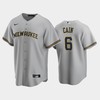 Brewers 6 Lorenzo Cain Road Gray Jersey - Robokeg