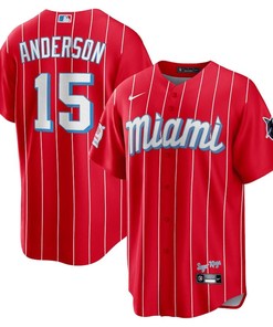 Brian Anderson 15 Miami Marlins City Connect Team Men Jersey - Red - Robokeg