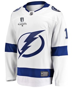 Brian Elliott 1 Tampa Bay Lightning Stanley Cup 2023 Playoffs Patch Away Breakaway Men Jersey - White - Robokeg